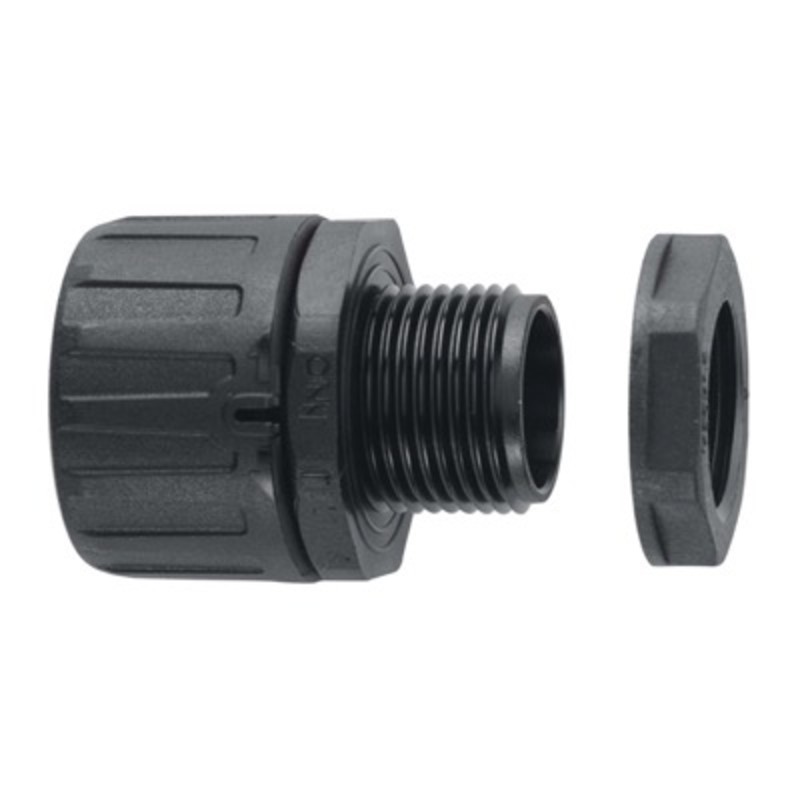 FPA28-M32B Flexicon FPA Black Straight Fitting for FPAS28 Conduit with 32mm Male Thread. Includes Locknut