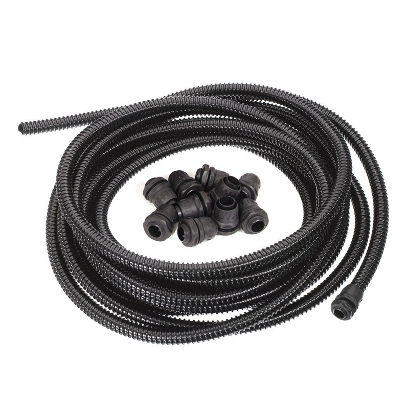 GSI25/KIT INSET GSI 10 Metres of 30.6mm OD/25mm ID Black Flexible Conduit with Rigid Spiral Core. Supplied with 10 Swivel Glands
