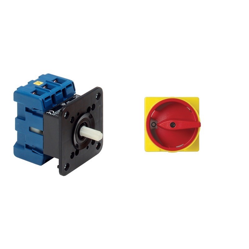 KG20A-T204/01-E Kraus &amp; Naimer KG 25A 4 Pole Isolator for Door Mounting Switch Supplied with IP66/67 Red/Yellow Handle