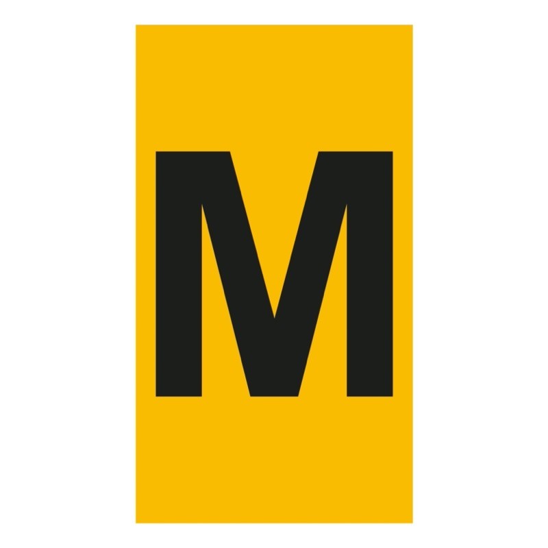038342 Legrand CAB3 Marker 1.5-2.5mm Letter &#039;M&#039; Black on Yellow Pack of 300