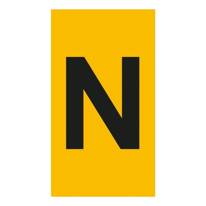 038373 Legrand CAB3 Marker 4-6mm Letter &#039;N&#039; Black on Yellow Pack of 300