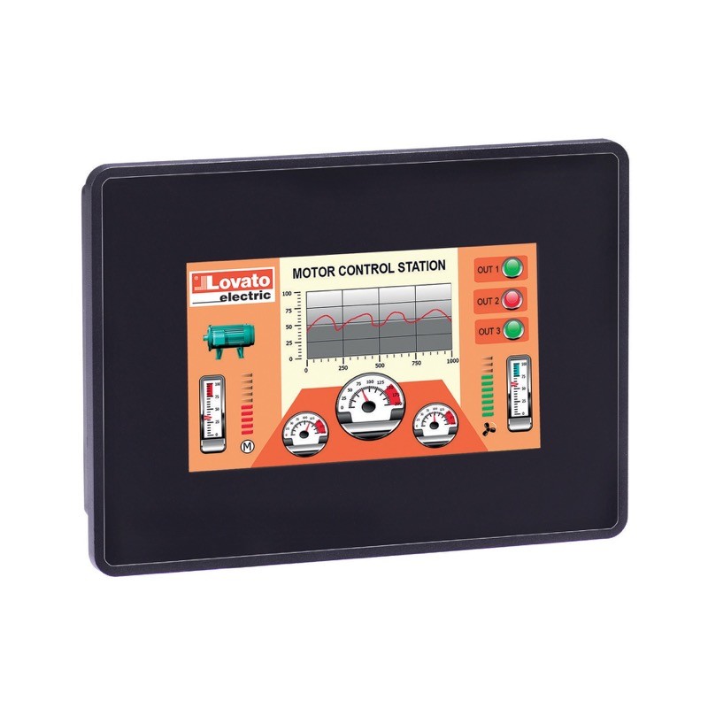 LRHA04 Lovato Electric LRH HMI Display 4.3&quot; TFT LCD 64K Colours Touch Screen LED Backlit 24V DC Supply Ethernet USB