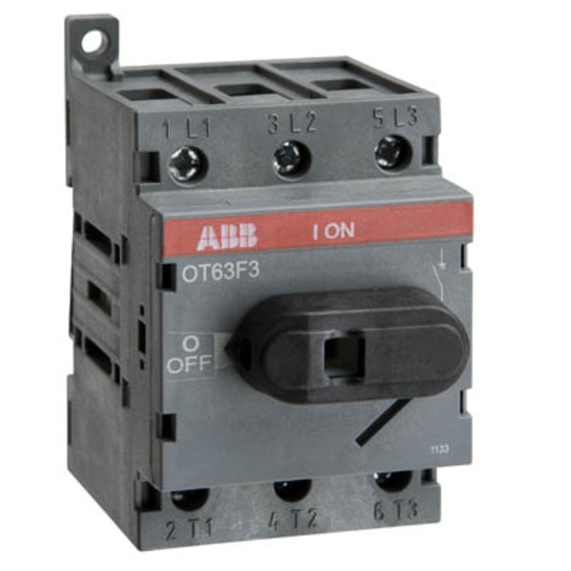 OT25F3 ABB OT 25A 3 Pole Isolator for Base or DIN Rail Mounting