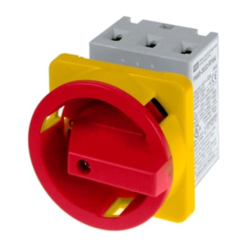 PM693063-RY64 IMO PM69 63A 3 Pole Isolator for Door Mounting Switch supplied with IP66 Red/Yellow Handle