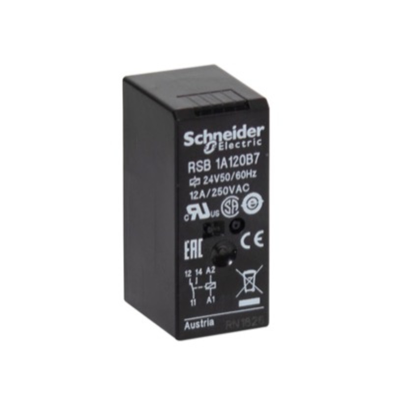 RSB1A120F7 Schneider Zelio RSB 1 Single Pole Relay 12A 110VAC with 1 x Change-Over Contact