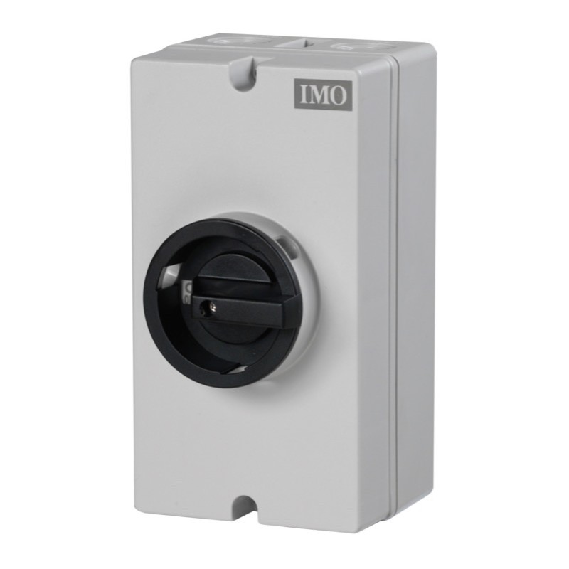 SI16-PEL64R-2 IMO SI 16A 2 Pole Single String 800V DC Enclosed DC Isolator IP67 Plastic Enclosure with Black Handle 