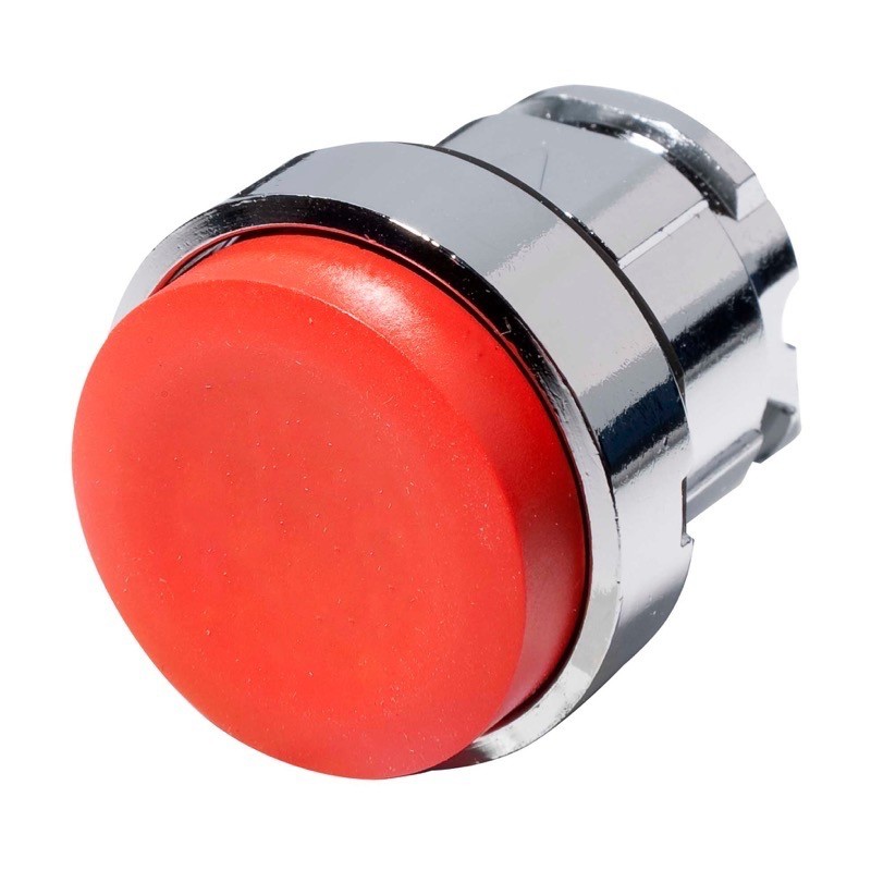 ZB4BL4 Schneider Harmony XB4 Red Projecting Pushbutton Actuator 22.5mm Spring Return Chrome Bezel
