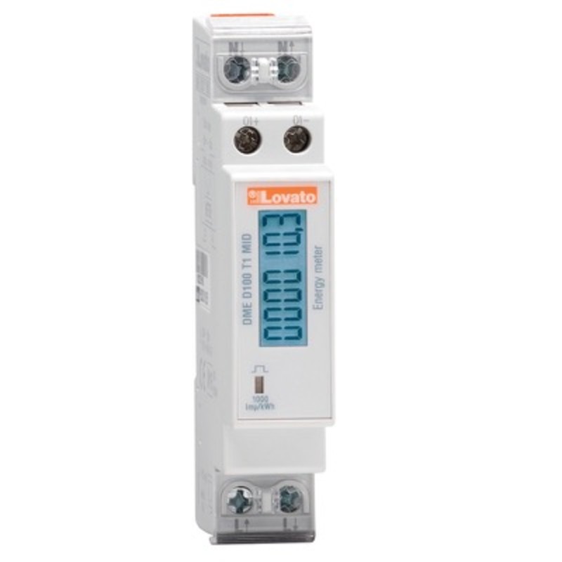 DMED110T1 Lovato Synergy 40A Single Phase Energy Meter LCD Screen, Programmable Digital Output