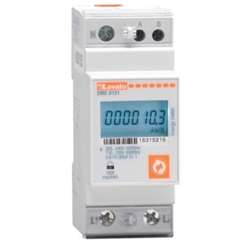 DMED121 Lovato Synergy 63A Single Phase Energy Meter LCD Screen RS485 Interface