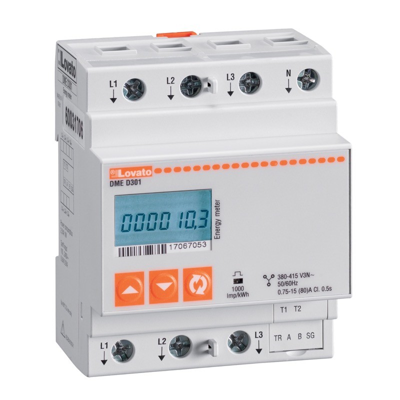DMED301 Lovato Electric Synergy 80A Three Phase Energy Meter LCD Screen RS485 Interface Direct Connection
