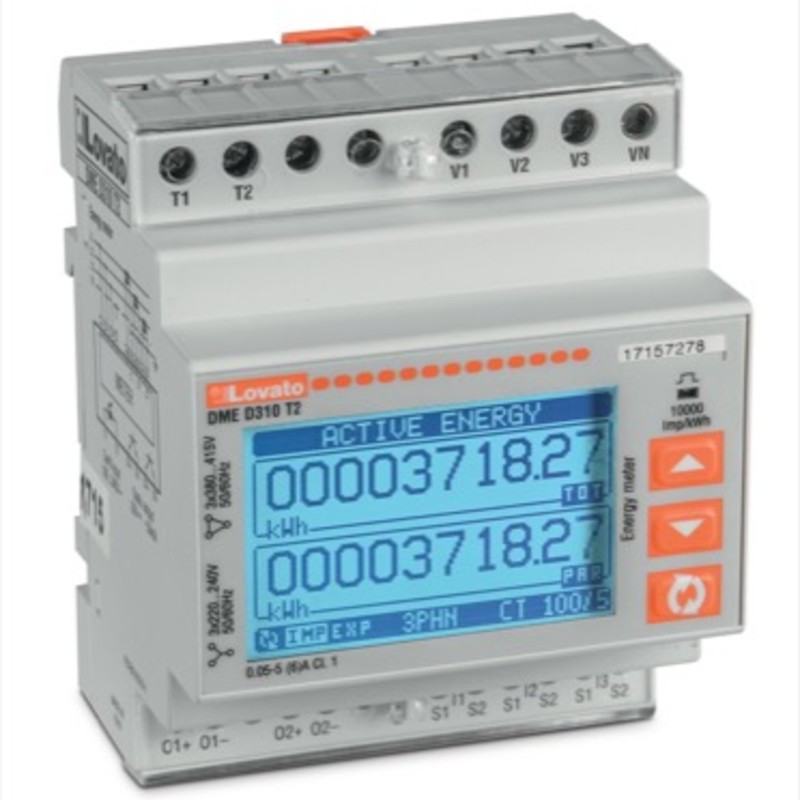 DMED310T2MID Lovato Electric Synergy 80A Three Phase Expandable Energy Meter LCD Screen RS485 Interface MID Certified