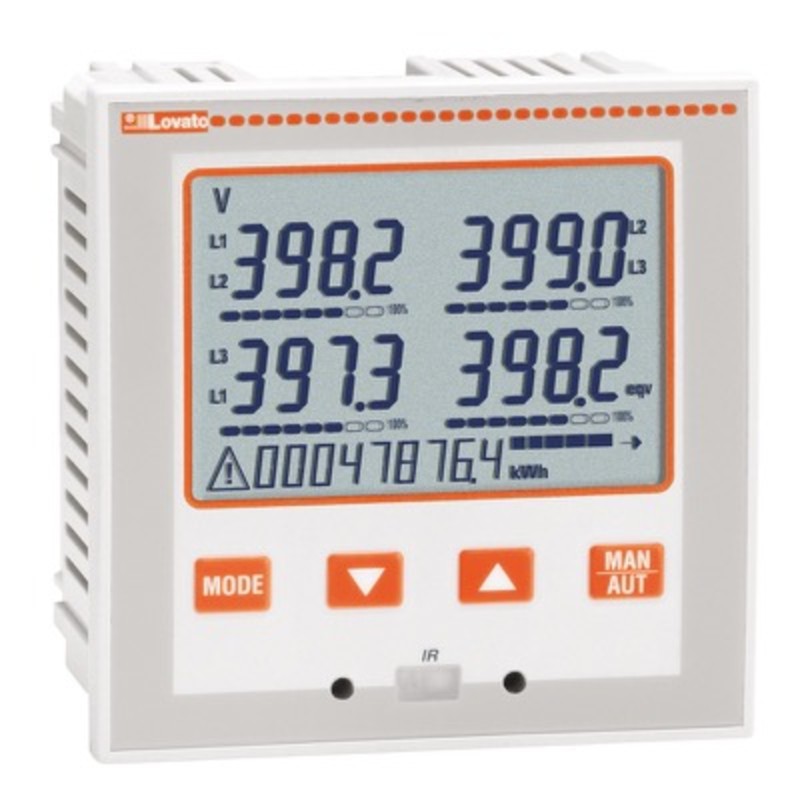 DMG610 Lovato Synergy 96 x 96mm Panel Mount 3 Phase Meter with 72 x 46mm LCD Display Built in RS485
