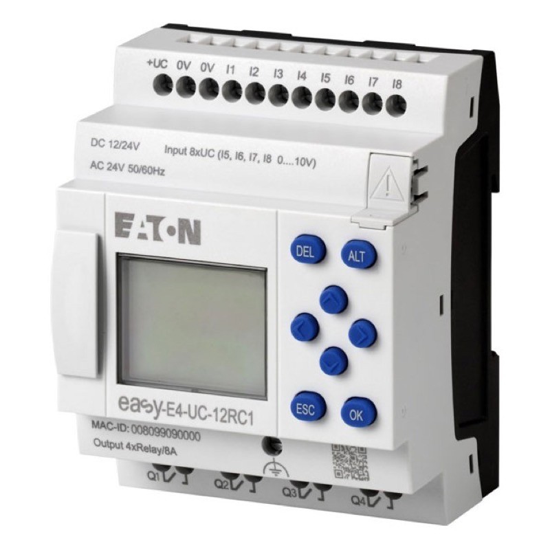 EASY-E4-AC-12RC1 Eaton easyE4 Relay100-240VAC/DC 8 Digital Input 4 Relay Output 8A with Display and Keypad