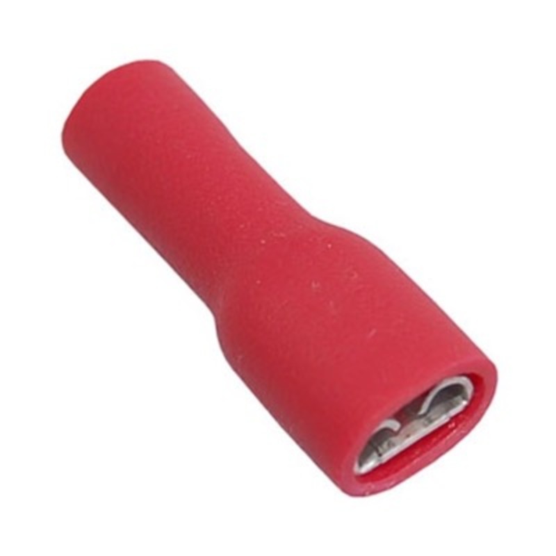 DVFP01-4.8F Fully Insulated Red Female Push-on Crimp 4.8 x 0.5mm for 0.5-1.5mm Cable