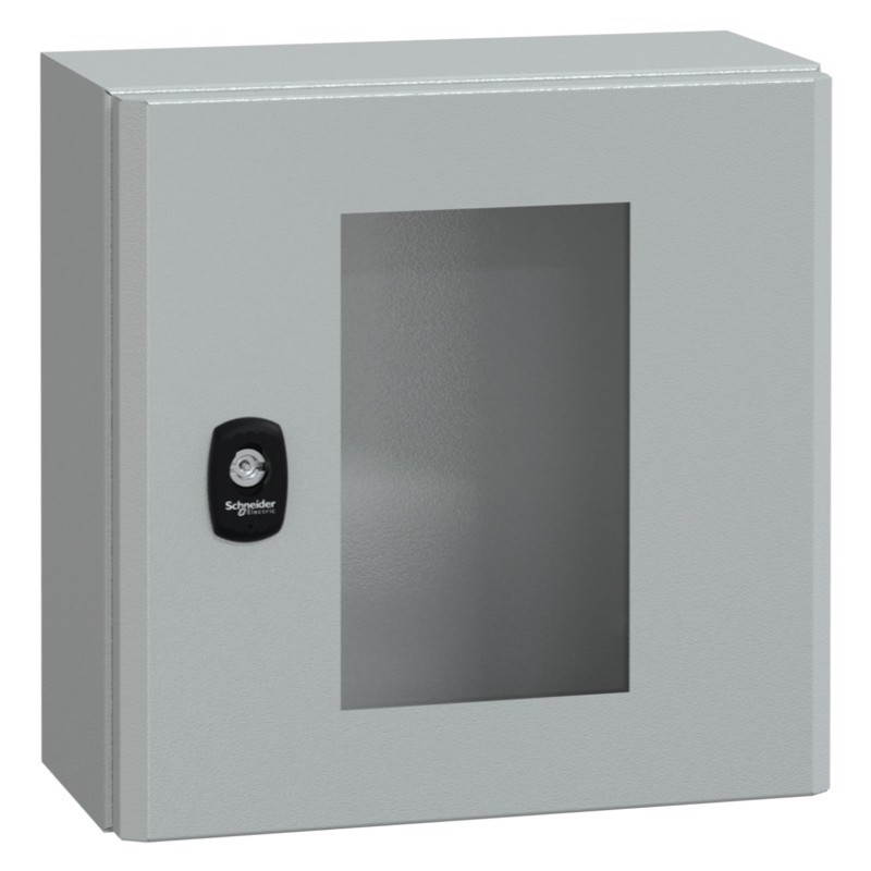 NSYS3D3315T Schneider Electric PanelSeT S3D Mild Steel 300H x 300W x 150mmD Wall Mounting Enclosure IP66 Glazed Door