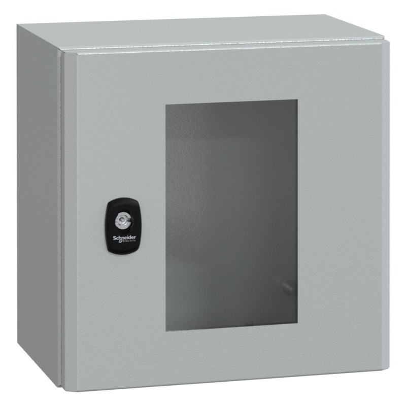 NSYS3D3320T Schneider PanelSeT S3D Mild Steel 300H x 300W x 200mmD Wall Mounting Enclosure IP66 Glazed Door