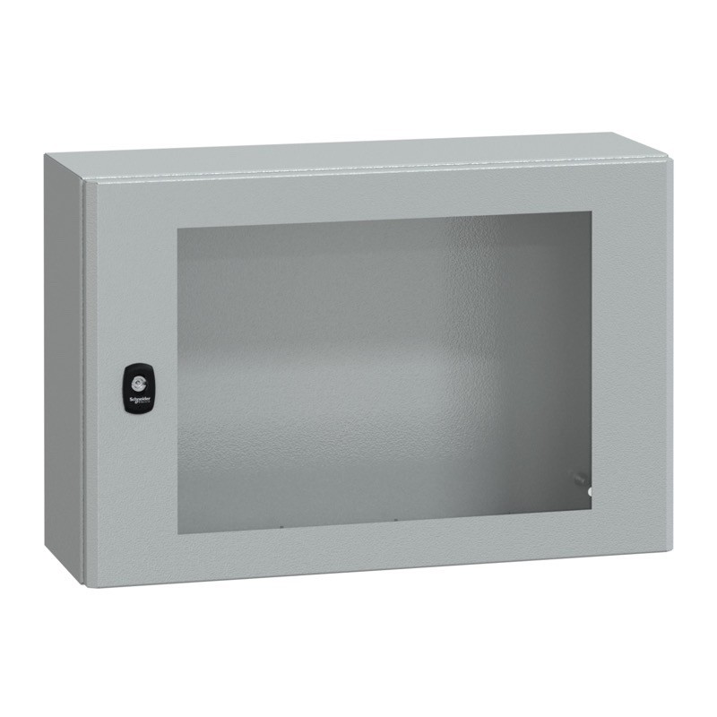 NSYS3D4620T Schneider Electric PanelSeT S3D Mild Steel 400H x 600W x 200mmD Wall Mounting Enclosure IP66 Glazed Door