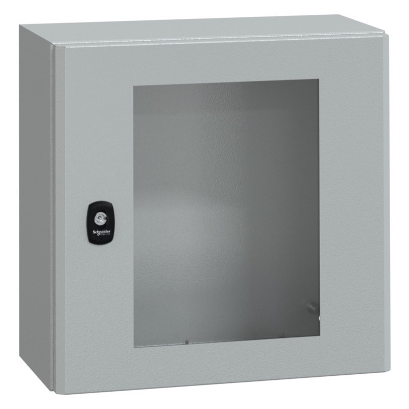 NSYS3D4420T Schneider Electric PanelSeT S3D Mild Steel 400H x 400W x 200mmD Wall Mounting Enclosure IP66 Glazed Door