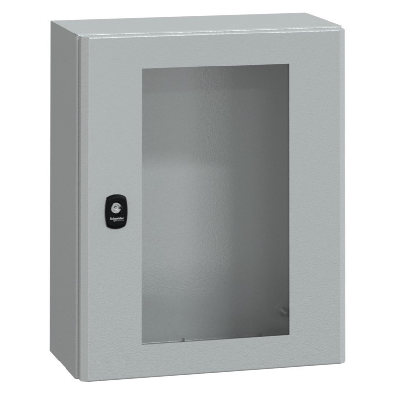 NSYS3D5420T Schneider Electric PanelSeT S3D Mild Steel 500H x 400W x 200mmD Wall Mounting Enclosure IP66 Glazed Door