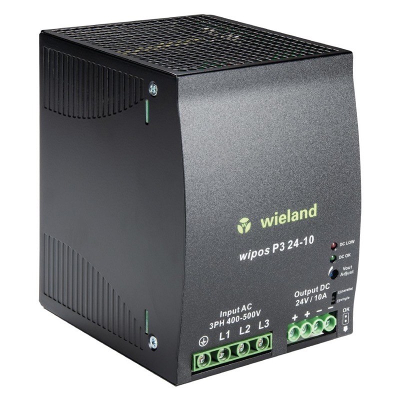 81.000.6170.0 Wieland wipos P3 Power Supply 10A 240W 340-575V AC 3 Phase Input Voltage 22.5-28.5V DC Output Voltage