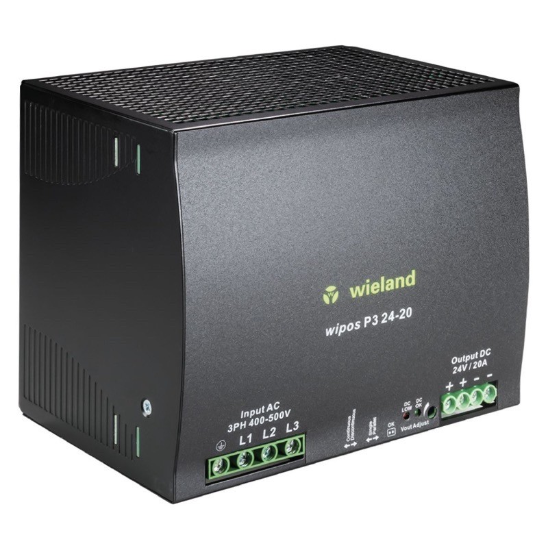 81.000.6180.0 Wieland wipos P3 Power Supply 20A 480W 340-575V AC 3 Phase Input Voltage 22.5-28.5V DC Output Voltage