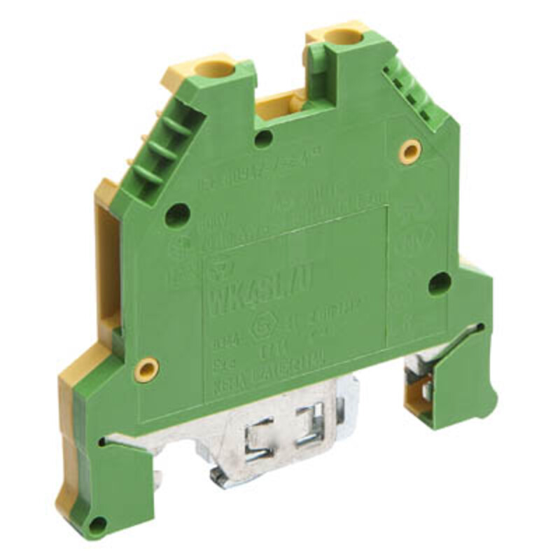 54.504.9055.0 Wieland selos WK 4mm Earth DIn Rail Terminal for TS35 &amp; TS32 Rail Single Feed Through Green/Yellow WK4 SL/U