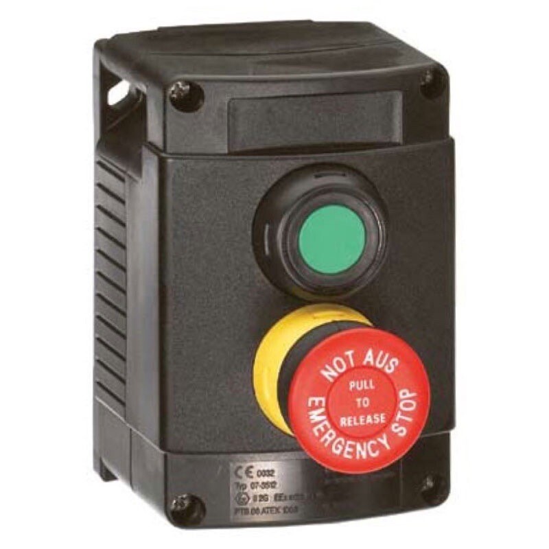 07-3512-10P74N84 Bartec ComEx Double Gang Control Station 1 Pushbutton and 1 Emergency Stop per 1 NO + 1 NC