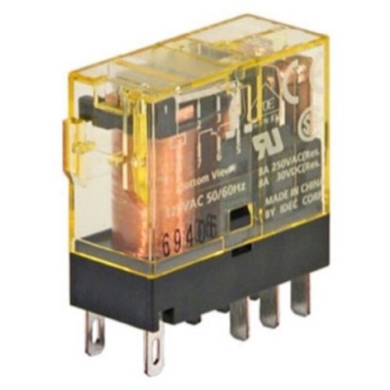 RJ2S-CL-D24 IDEC RJ2S Double Pole 8A Relay 24VDC Coil with 2 Change-Over Contacts (DPDT) LED Indication