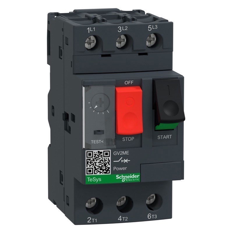 GV2ME10 Schneider TeSys GV2 4 - 6.3A Motor Circuit Breaker with Pushbutton Control Motor Rating 2.2kW