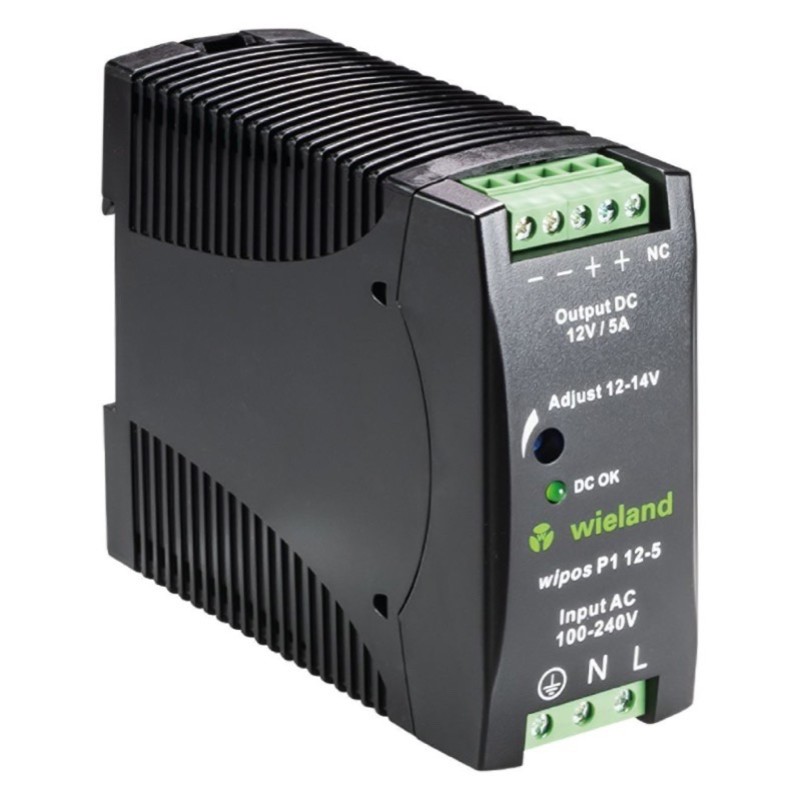 81.000.6132.0 Wieland wipos P1 Power Supply 5A 60W 85-264V AC Input Voltage 12-14V DC Output Voltage