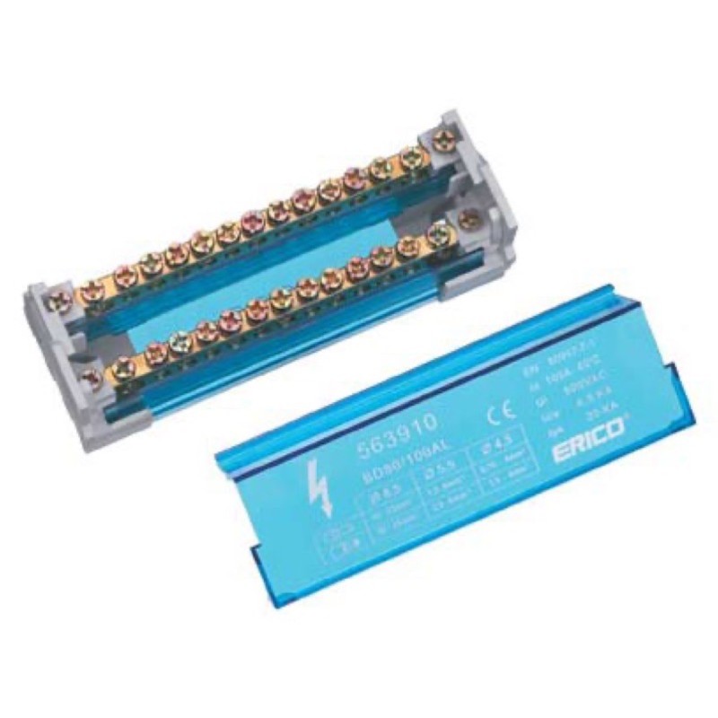 nVent ERIFLEX BD80100AL 4 Pole 100A Distribution Block 2 x 10 25mm2