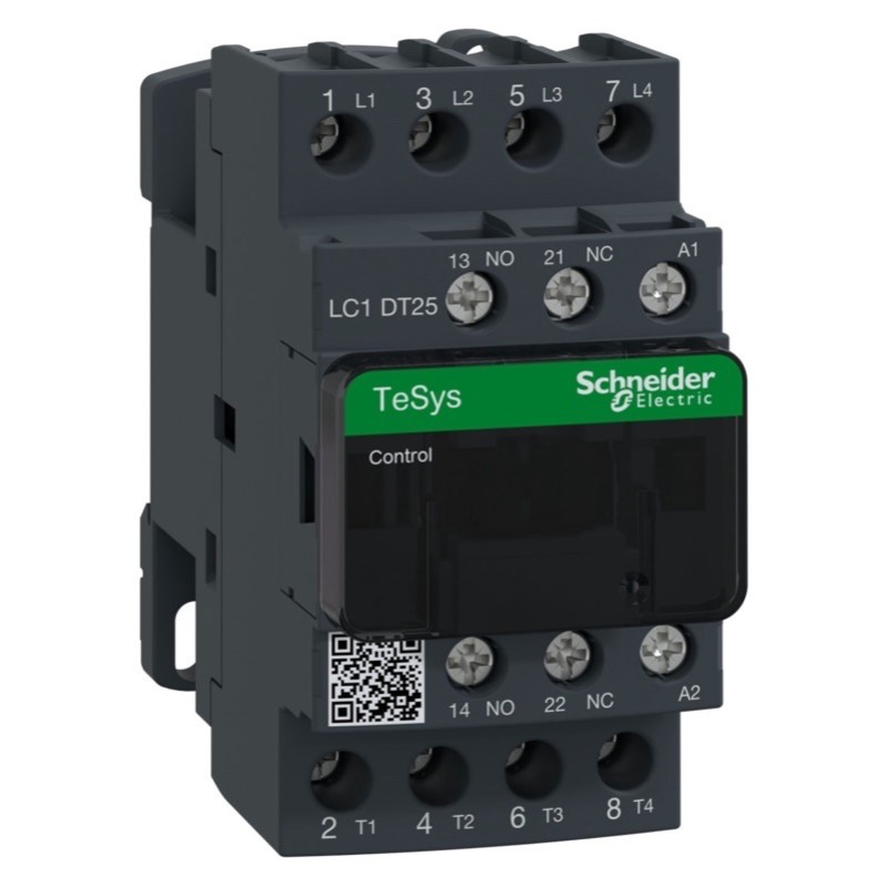 LC1DT25BD Schneider TeSys D Contactor 4 x N/O Poles 25A AC1 1 x N/C Auxiliary &amp; 1 x N/O Auxiliary 24VDC Coil