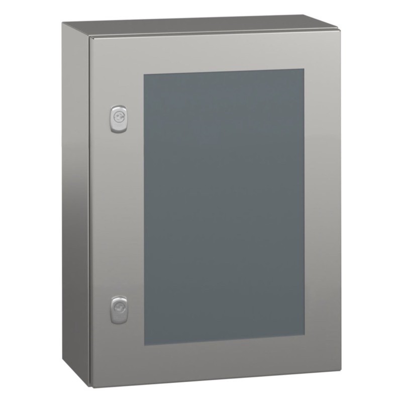 NSYS3X5420T Schneider Spacial S3X Stainless Steel 304L 500H x 400W x 200mmD Wall Mounting Enclosure IP66 Glazed Door