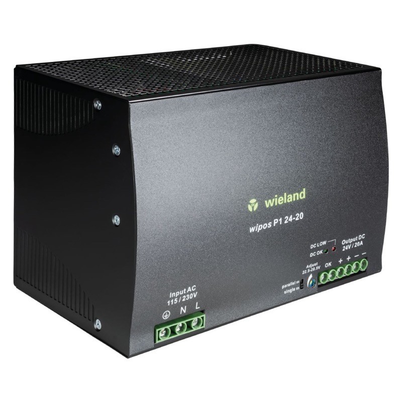 81.000.6150.0 Wieland wipos P1 Power Supply 20A 480W 115-230VAC Input Voltage 22.5-24.5VDC Output Voltage