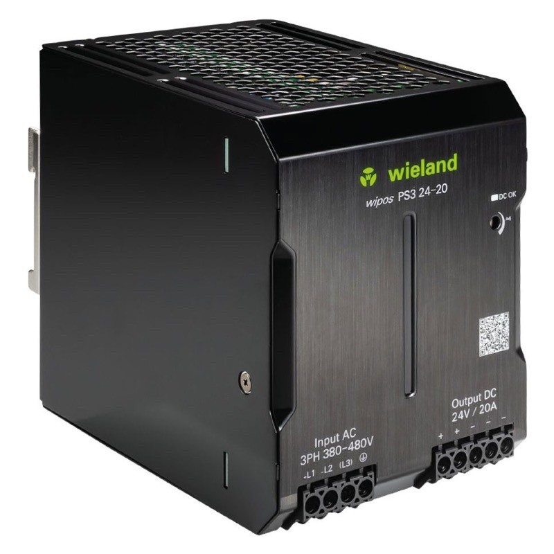 81.000.6580.0Wieland wipos PS3 Power Supply 20A 480W 320-576V AC 3 Phase Input Voltage 22.5-29.5V DC Output Voltage