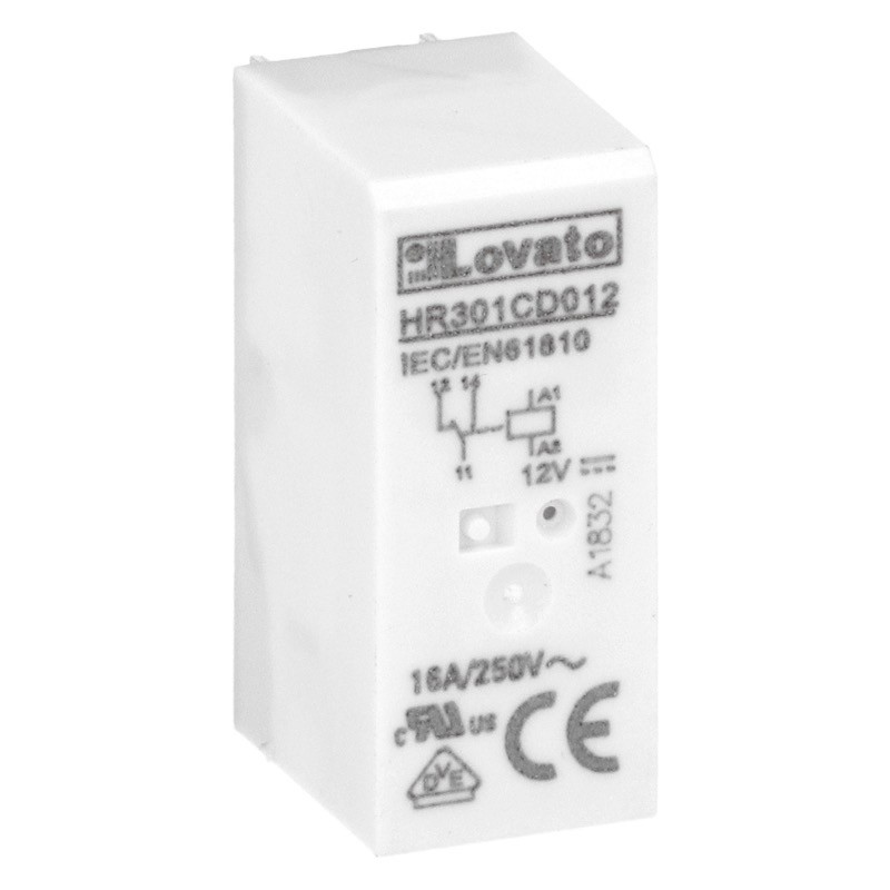 HR301CD012 Lovato Electric HR30 Single Pole 10A Relay 12VDC Coil 1 Change-Over Contact