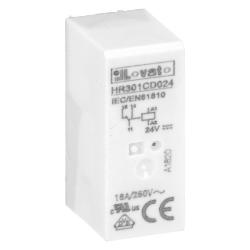 HR301CD024 Lovato Electric HR30 Single Pole 10A Relay 24VDC Coil 1 Change-Over Contact