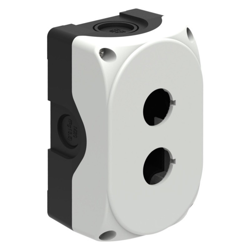 LPZP2A8 Lovato Electric Platinum 2 Hole Empty Plastic Enclosure for 22.5mm Control Actuators IP65 Grey Lid