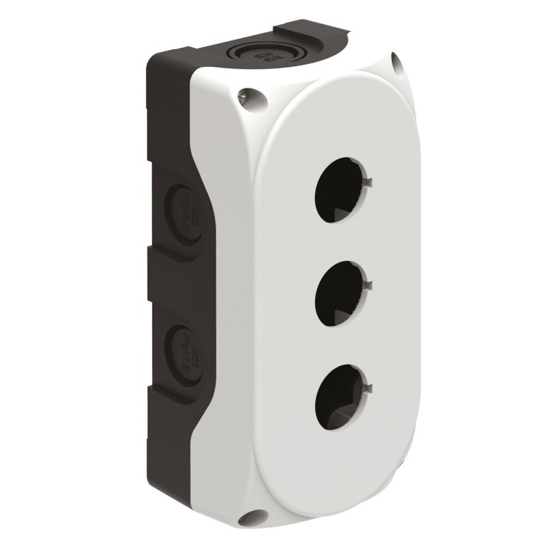 LPZP3A8 Lovato Electric Platinum 3 Hole Empty Plastic Enclosure for 22.5mm Control Actuators IP65 Grey Lid