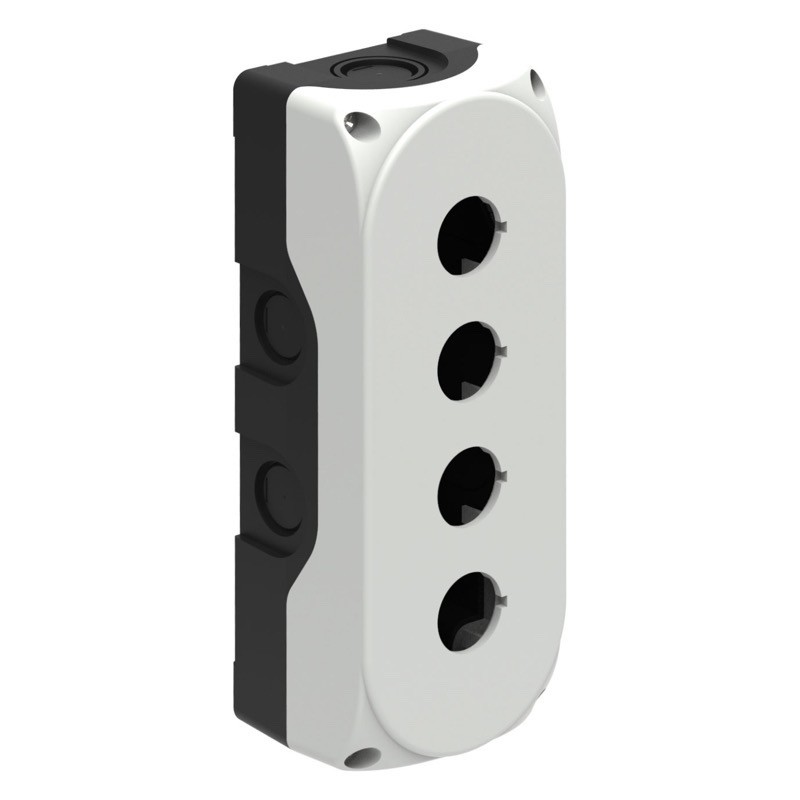 LPZP4A8 Lovato Electric Platinum 4 Hole Empty Plastic Enclosure for 22.5mm Control Actuators IP65 Grey Lid