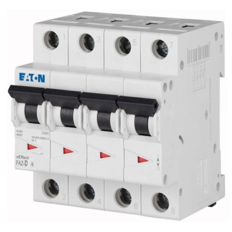 FAZ6-D32/4 Eaton FAZ6 Four Pole MCB D Curve 32A 