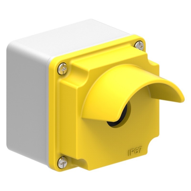 LPZM1A5P Lovato Electric LPZM 1 Hole Empty Metal Enclosure for 22.5mm Control Actuators IP66/IP67 Yellow Shrouded Lid