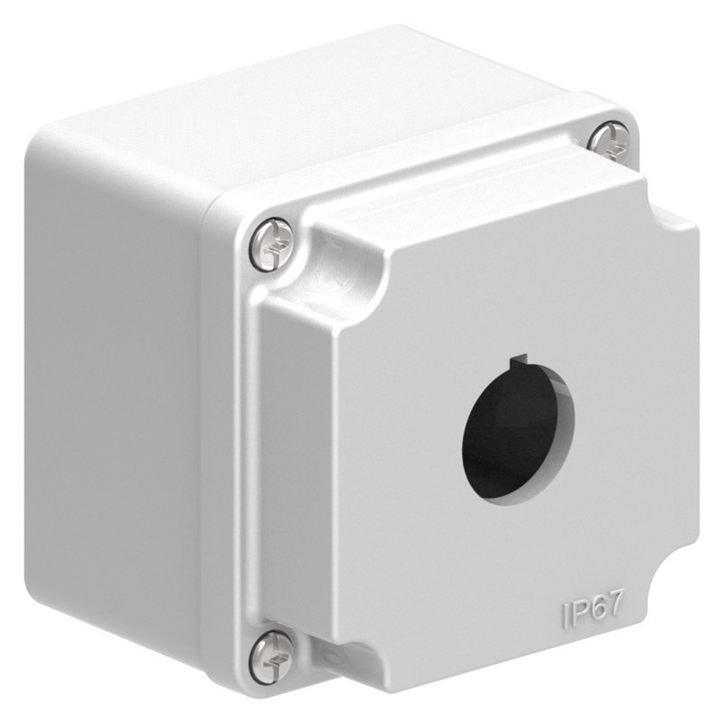 LPZM1A8 Lovato Electric LPZM 1 Hole Empty Metal Enclosure for 22.5mm Control Actuators IP66/IP67 Grey Lid
