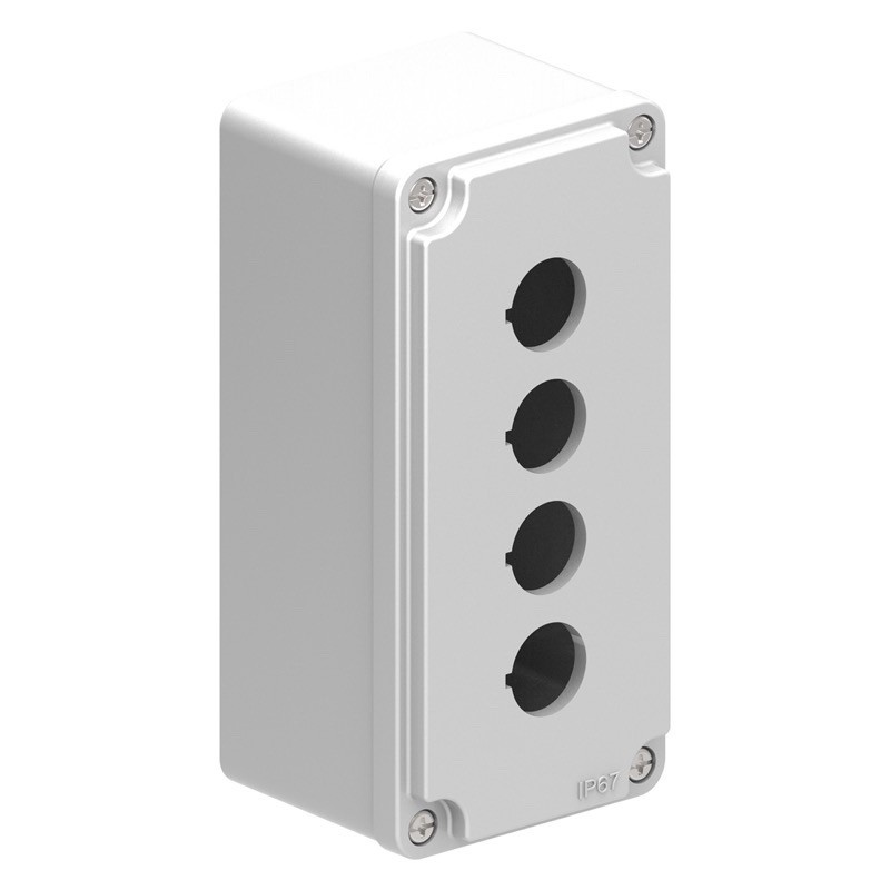 LPZM4A8 Lovato Electric LPZM 4 Hole Empty Metal Enclosure for 22.5mm Control Actuators IP66/IP67 Grey Lid