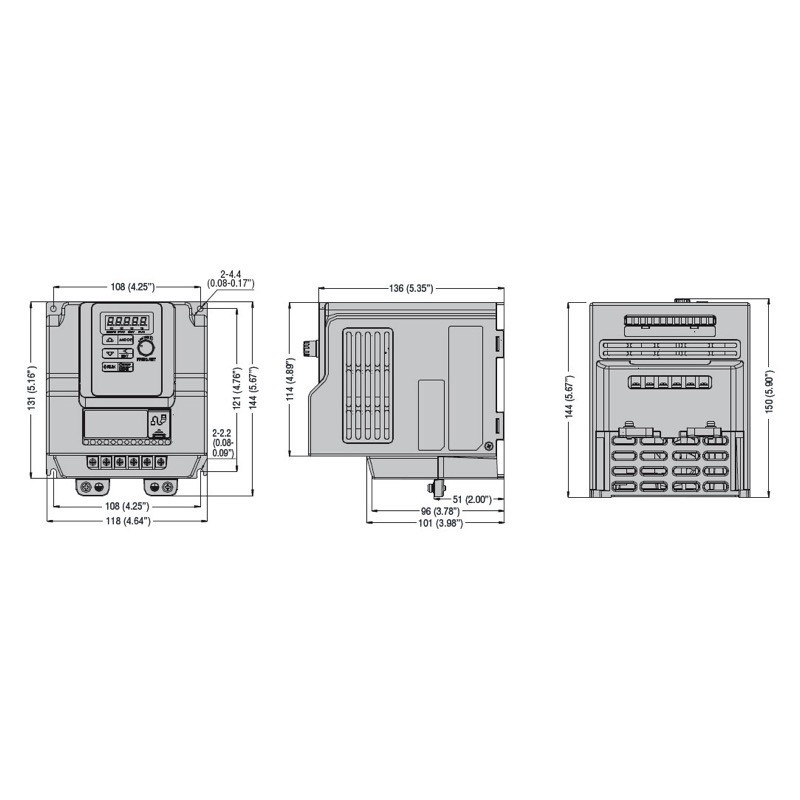 VT122A240 Lovato Electric VT1 Single Phase Variable Speed Drive 200-240V 2.2kW 10.5A with RS485
