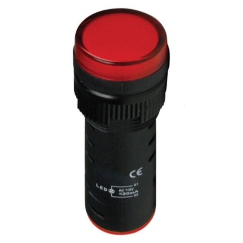 AD22-16B-R-110 110VAC Red LED Monoblock Pilot Lamp 16mm