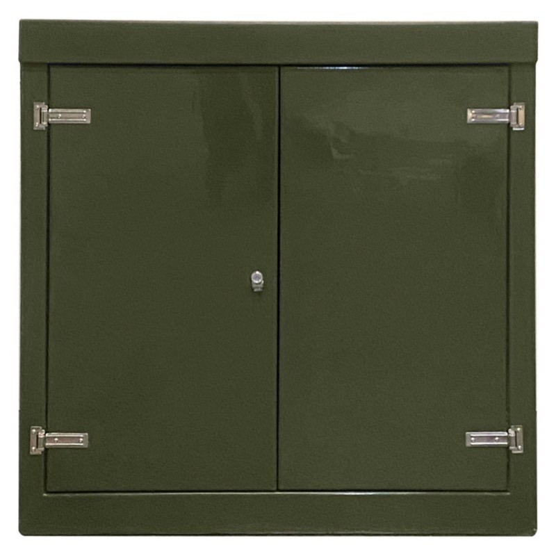 RSC12127GN-SS GRP 1260H x 1215W x 750mmD Roadside Cabinet Green IP55 with Open Bottom Stainless Steel Hinges