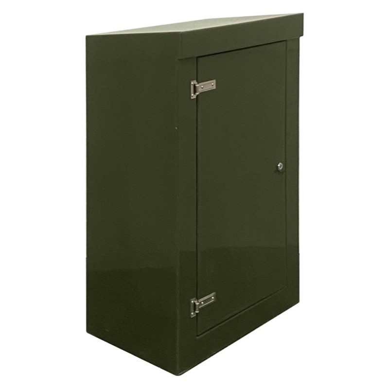 RSC1275GN-SS GRP 1250H x 745W x 500mmD Roadside Cabinet Green IP55 with Open Bottom Stainless Steel Hinges