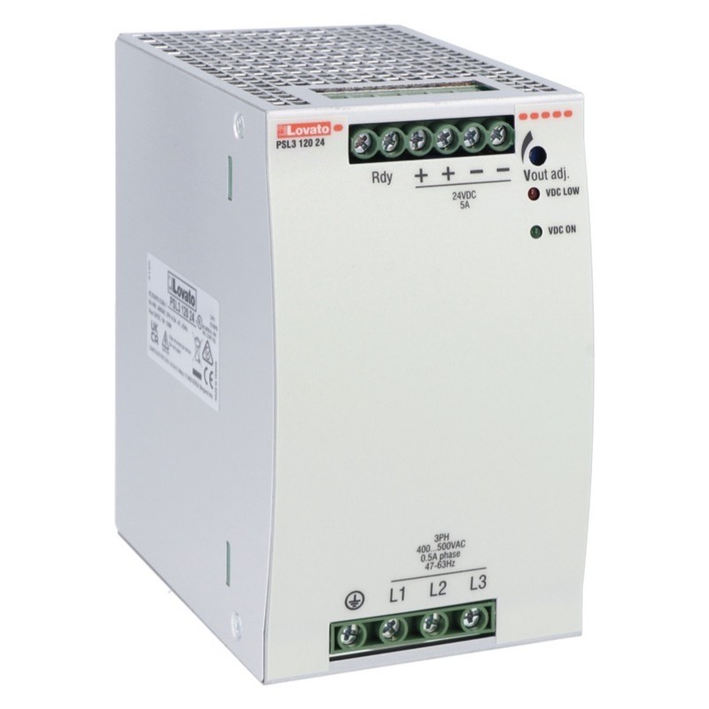 PSL312024 Lovato Electric PSL3 Power Supply 5A 120W 400-500V AC Input Voltage 24V DC Output Voltage