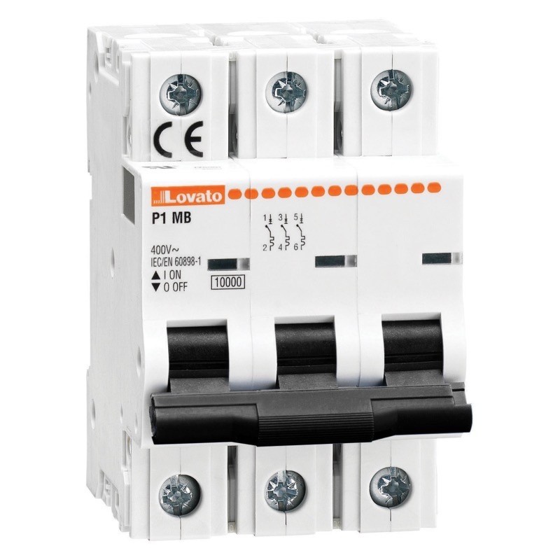 P1MB3PB50 Lovato Electric P1MB Triple Pole MCB B Curve 50A